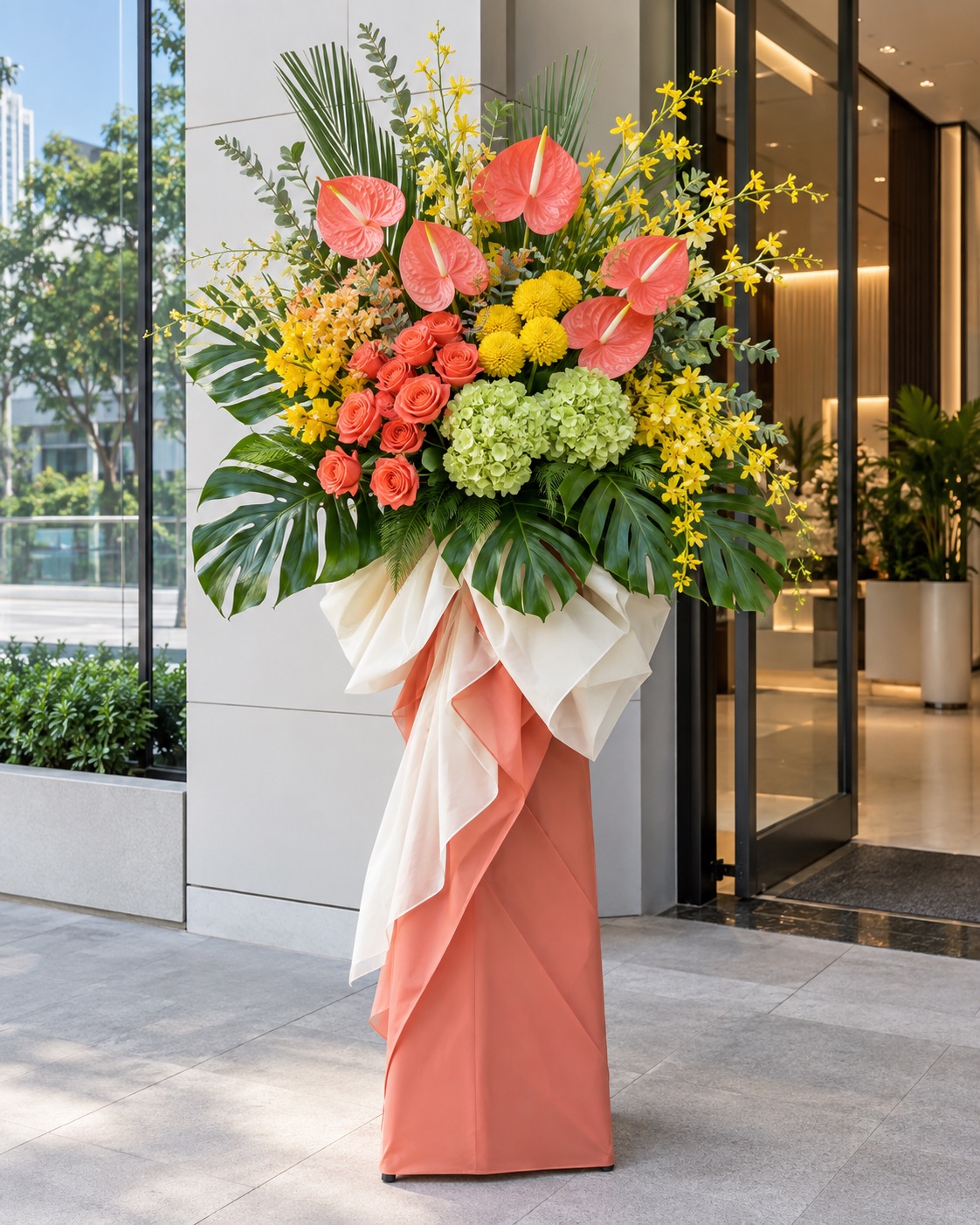 Contemporary grand opening flower stand